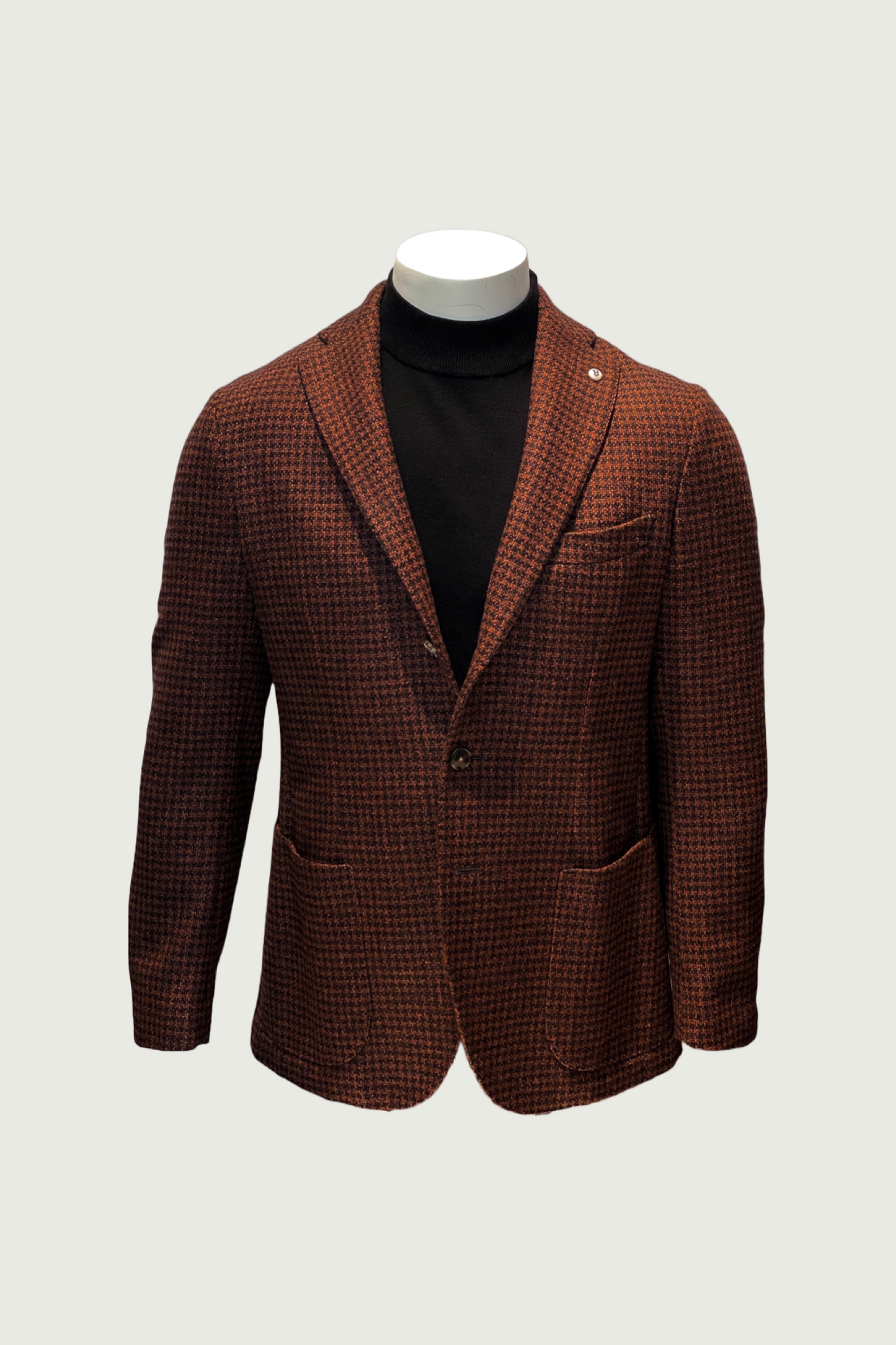 Brown Houndstooth Checked Jacket
