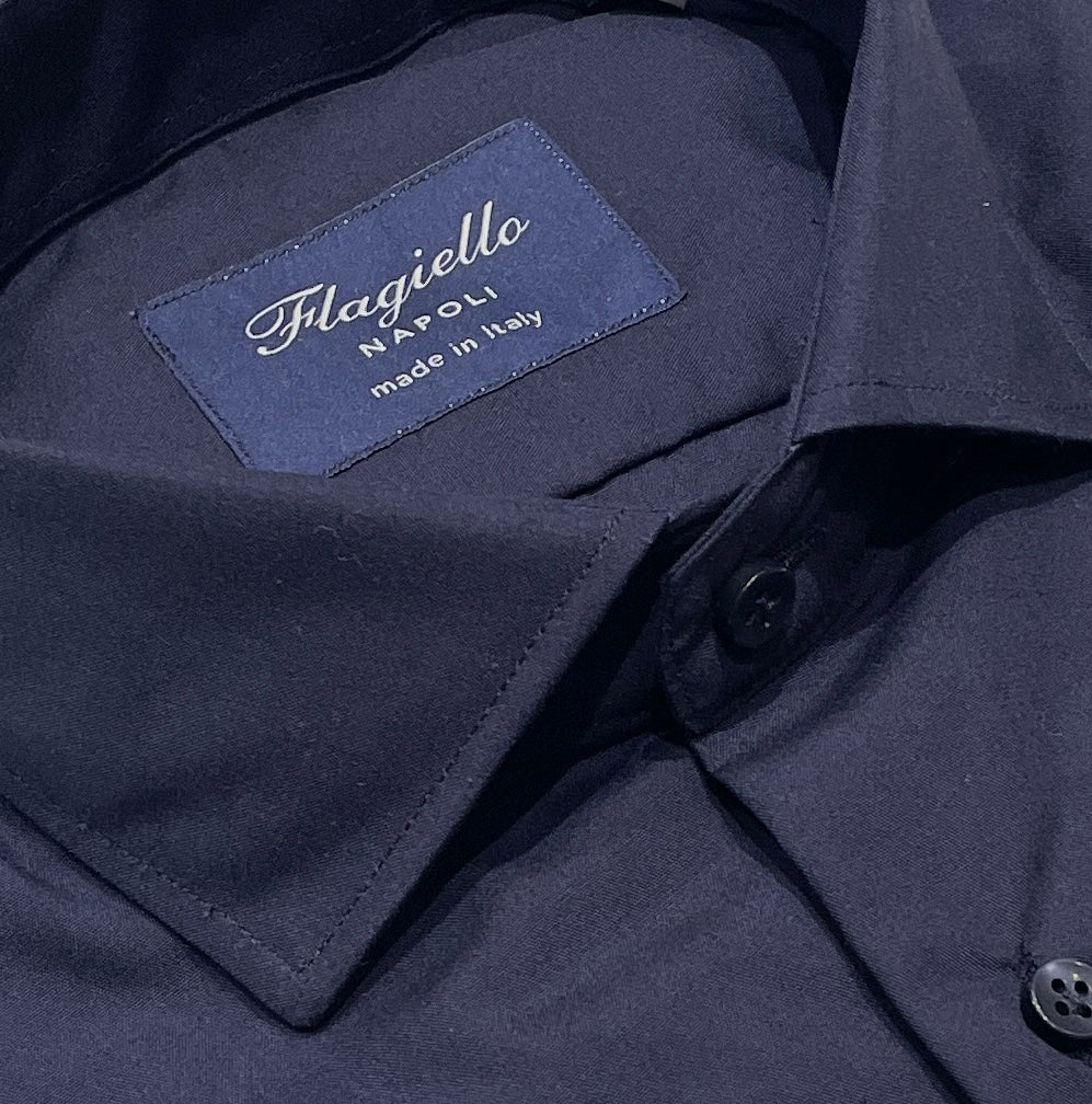 Dark Blue Satin Cotton Shirt