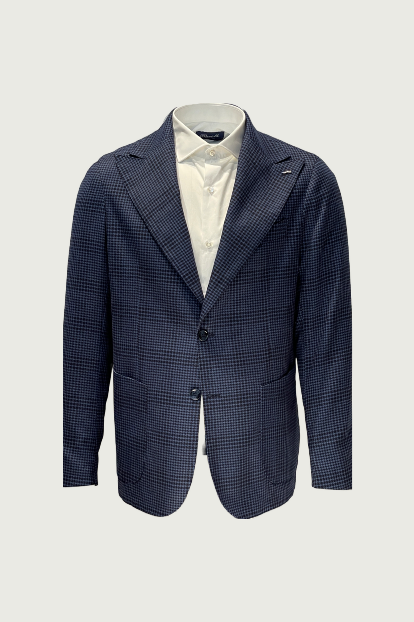 Blue Micro Checked Wool Jacket