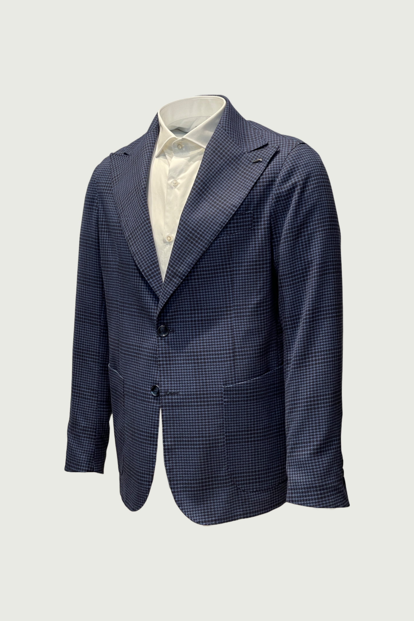Blue Micro Checked Wool Jacket
