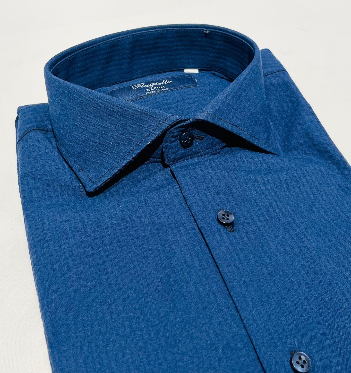 Blue Seersucker Cotton Shirt