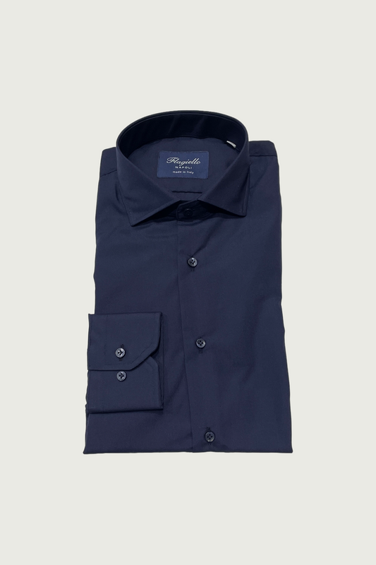 Dark Blue Satin Cotton Shirt