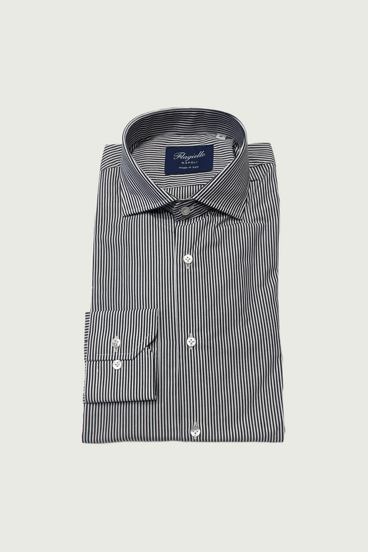 Black Micro Stripe Cotton Shirt