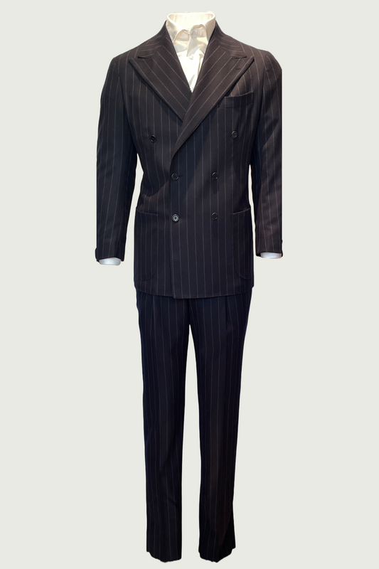 Navy Drago Double-breasted Stripe Suit