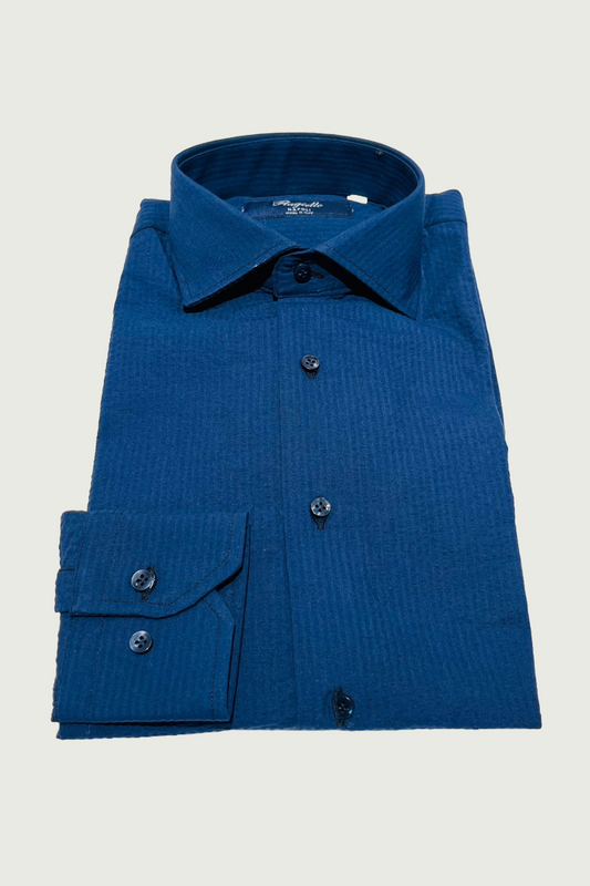 Blue Seersucker Cotton Shirt