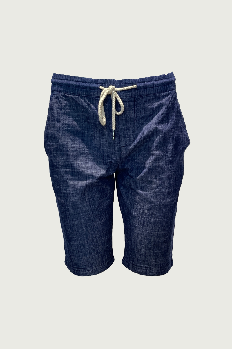 Blue Cotton Linen Shorts