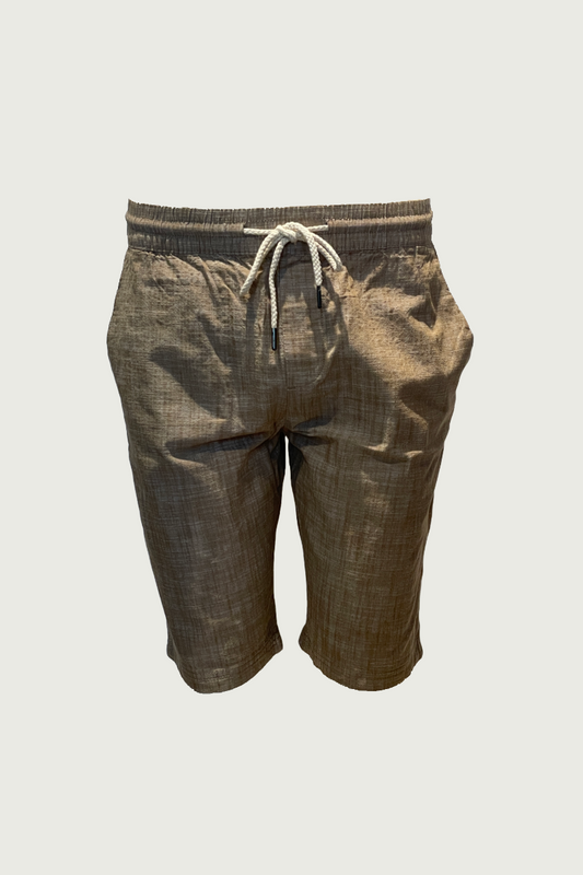 Beige Cotton Linen Shorts