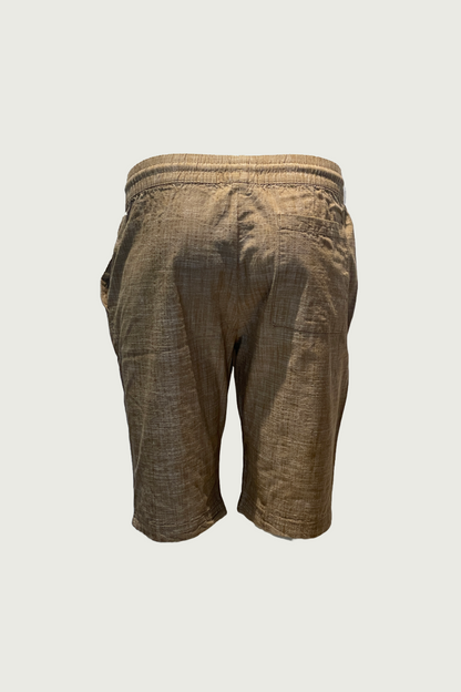 Beige Cotton Linen Shorts